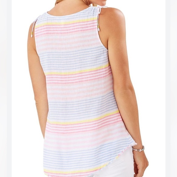 Tommy Bahama Harbour Stripe Shell Tank Top, Linen blend - Picture 2 of 7